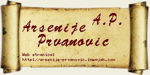 Arsenije Prvanović vizit kartica